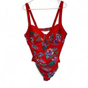 Old Navy Red floral one piece swimsuit